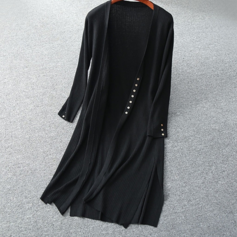 Divided Black Knit Duster Sweater Cardigan